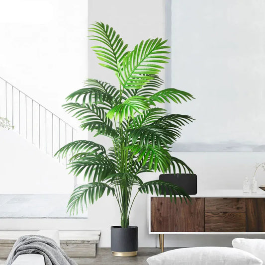 90-120cm Large Artificial Palm & Monstera Tree