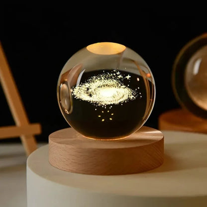 6cm 3D Crystal Ball: LED Solar System & Space Decor