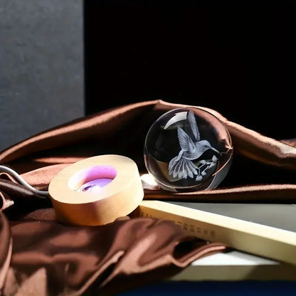 3D Laser-Engraved Hummingbird Crystal Ball – Home Decor & Gift