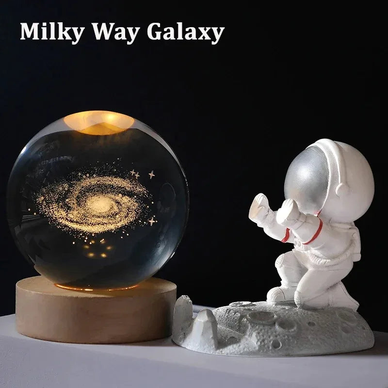 6cm 3D Crystal Ball: LED Solar System & Space Decor