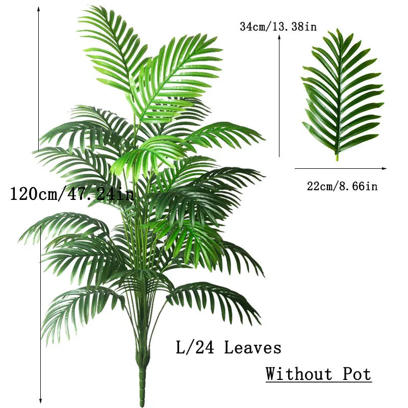 90-120cm Large Artificial Palm & Monstera Tree
