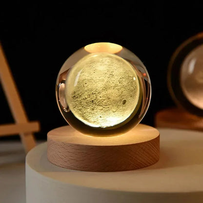 6cm 3D Crystal Ball: LED Solar System & Space Decor
